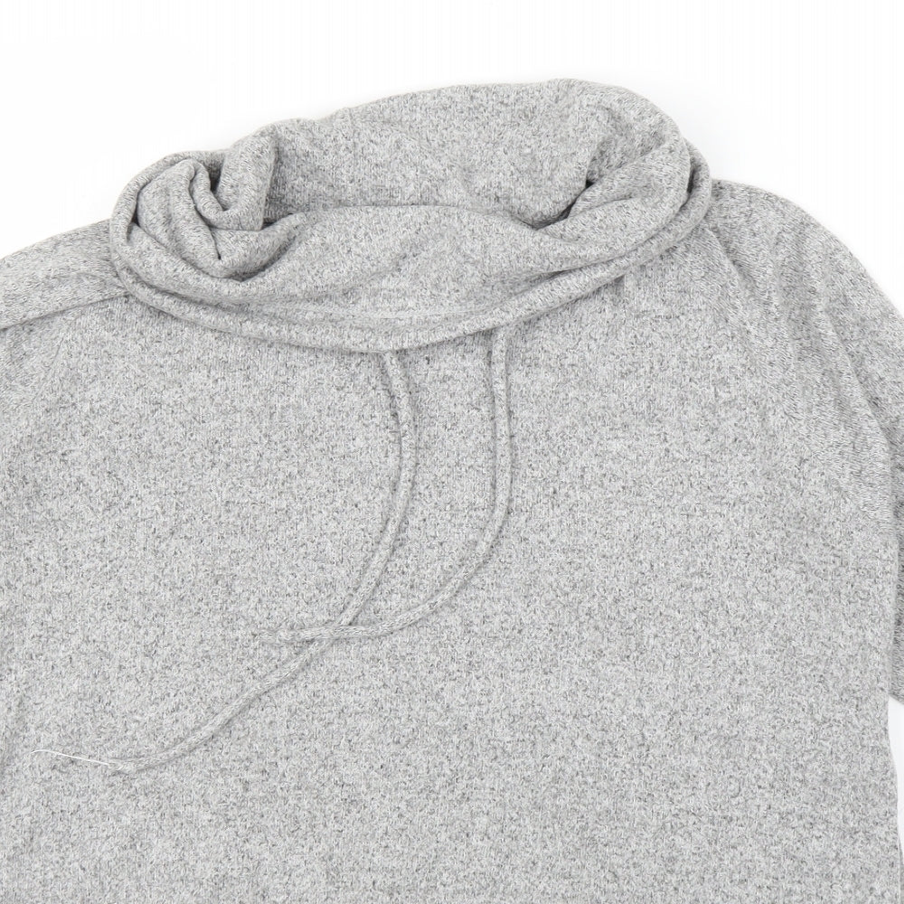 COIN 1804 Womens Tunic Blouse Size M Grey Cowl Neck 3/4 Sleeve Button - close detail