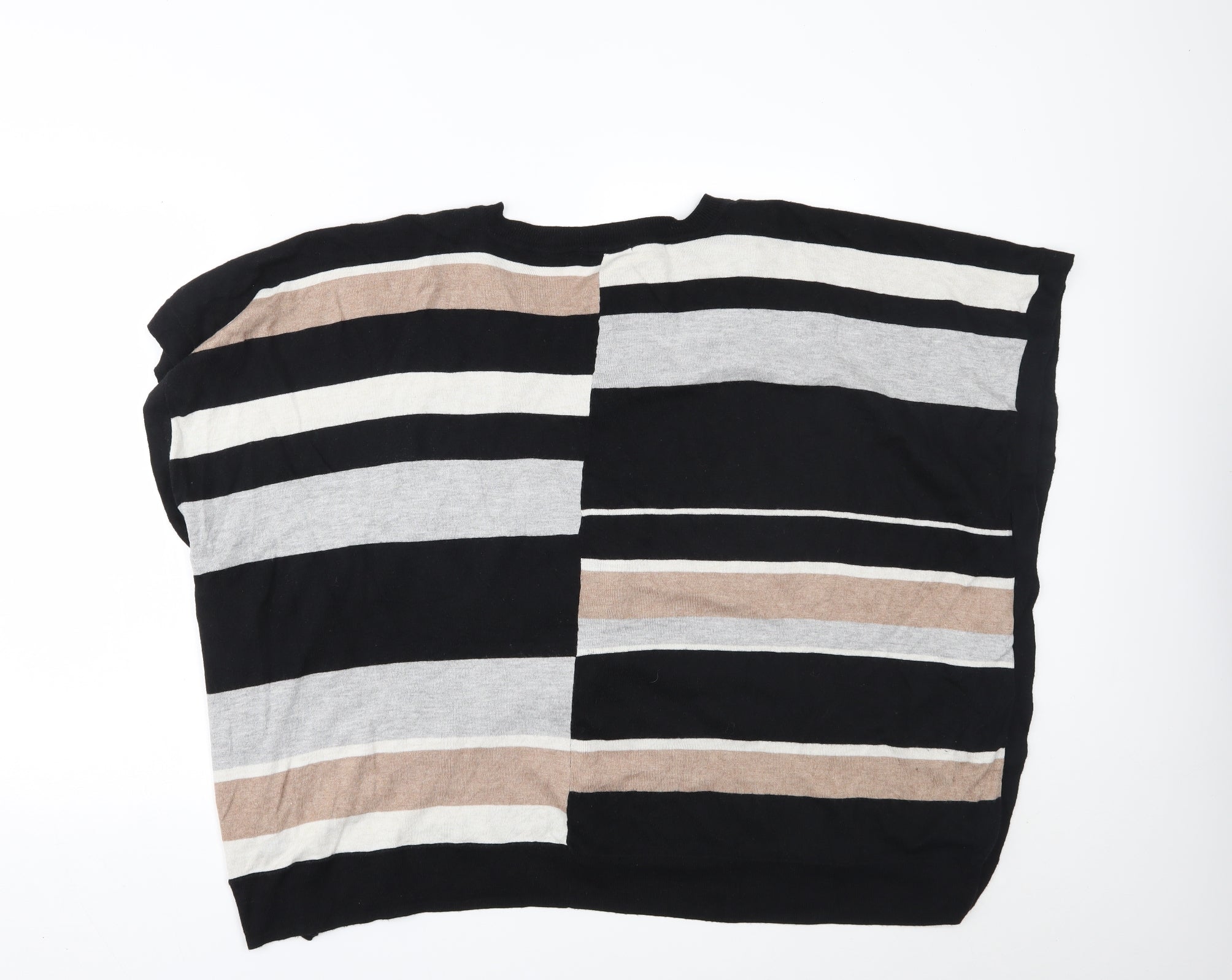 TU Womens Basic Blouse Size M Multicoloured Striped Crew Neck Short Sleeve - label detail