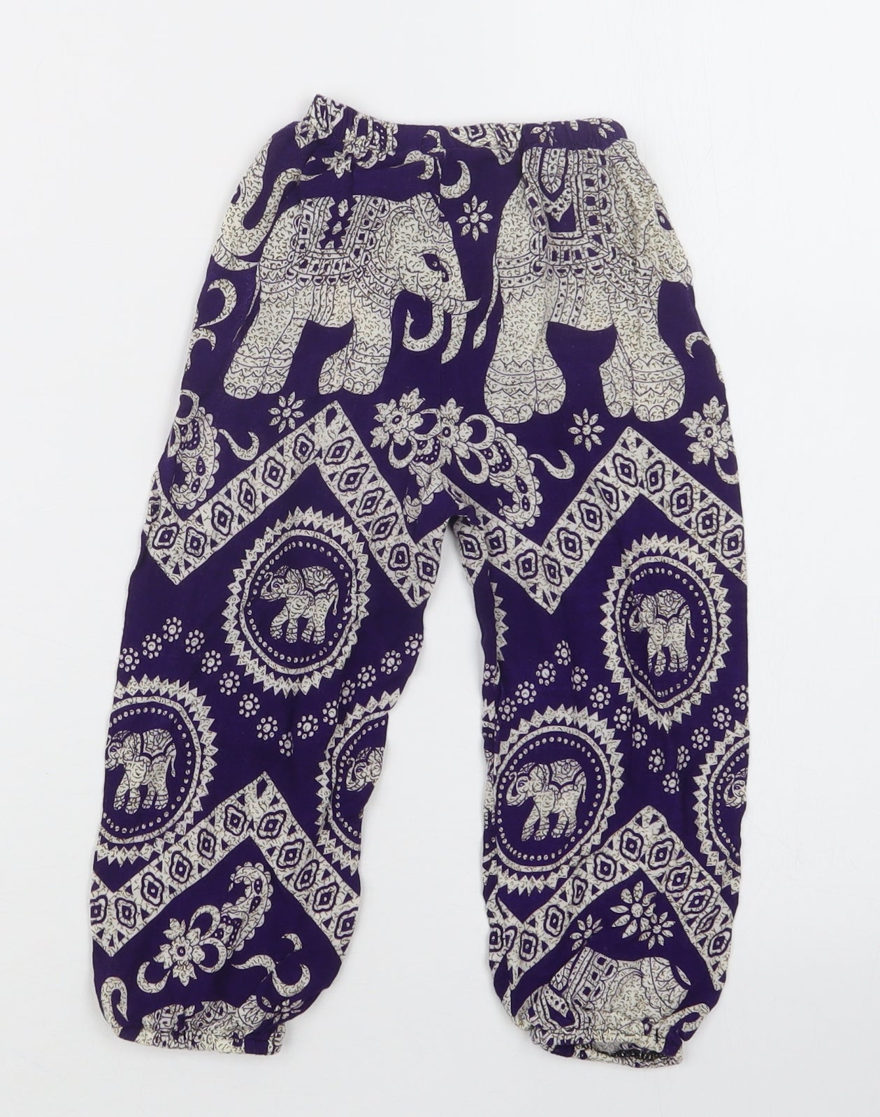 Preworn Girls Bloomer Trousers Size M Purple Geometric - label detail
