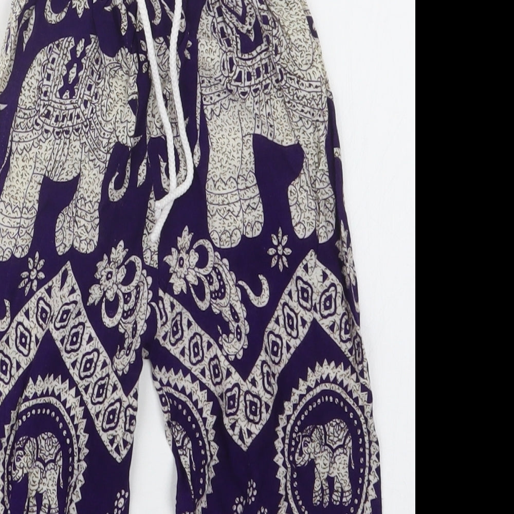 Preworn Girls Bloomer Trousers Size M Purple Geometric - close detail