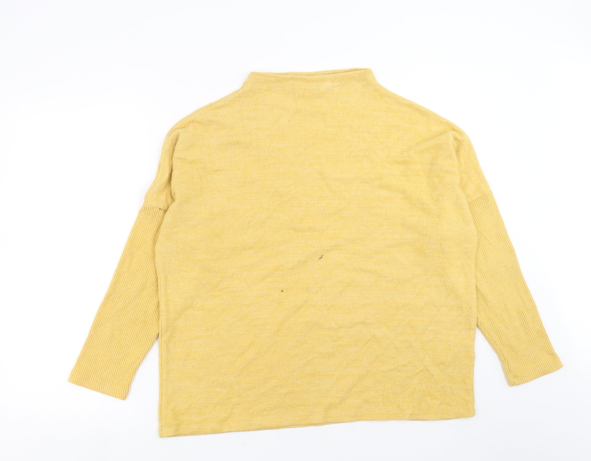 Womens H&M Size L Pullover Jumper Yellow Round Neck Long Sleeve - reverse view