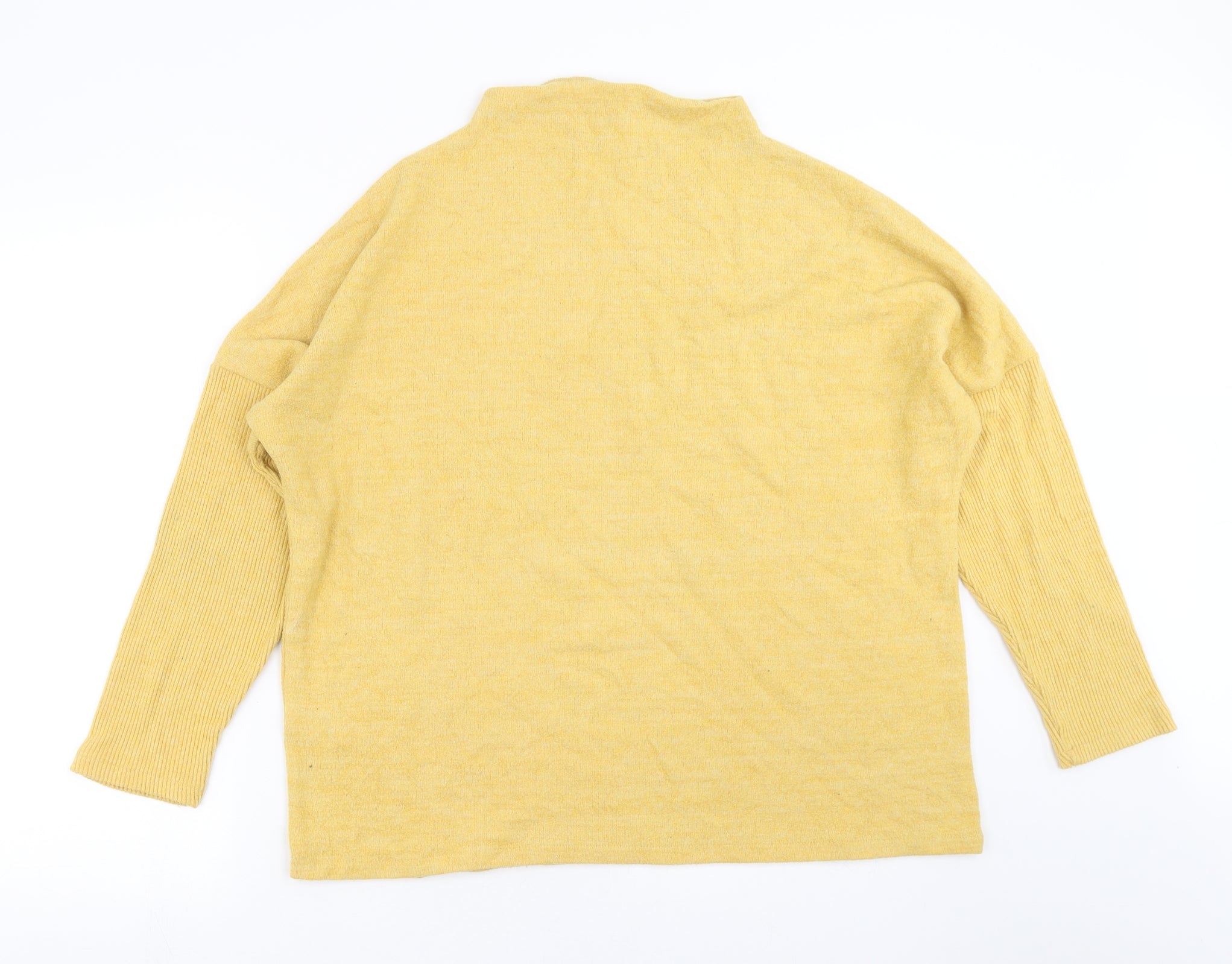 Womens H&M Size L Pullover Jumper Yellow Round Neck Long Sleeve - label detail