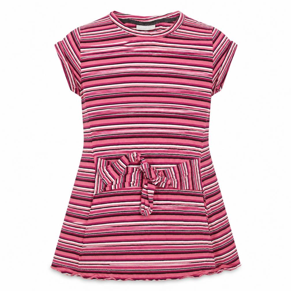 Girls Matalan Size 9 Years Basic T-Shirt Multicoloured Striped Round Neck - front view