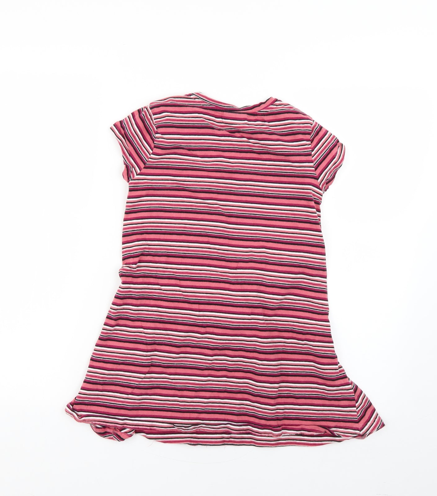 Girls Matalan Size 9 Years Basic T-Shirt Multicoloured Striped Round Neck - label detail