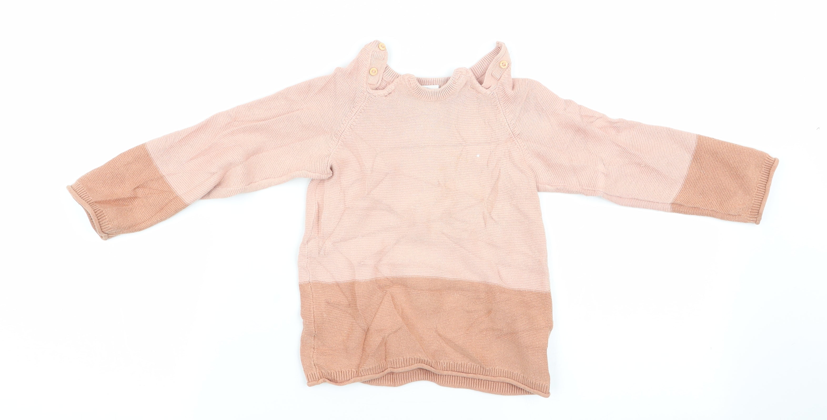 H&M Girls Pullover Jumper Size 3-6 Months Orange Peach in Colour Long Sleeve - reverse view