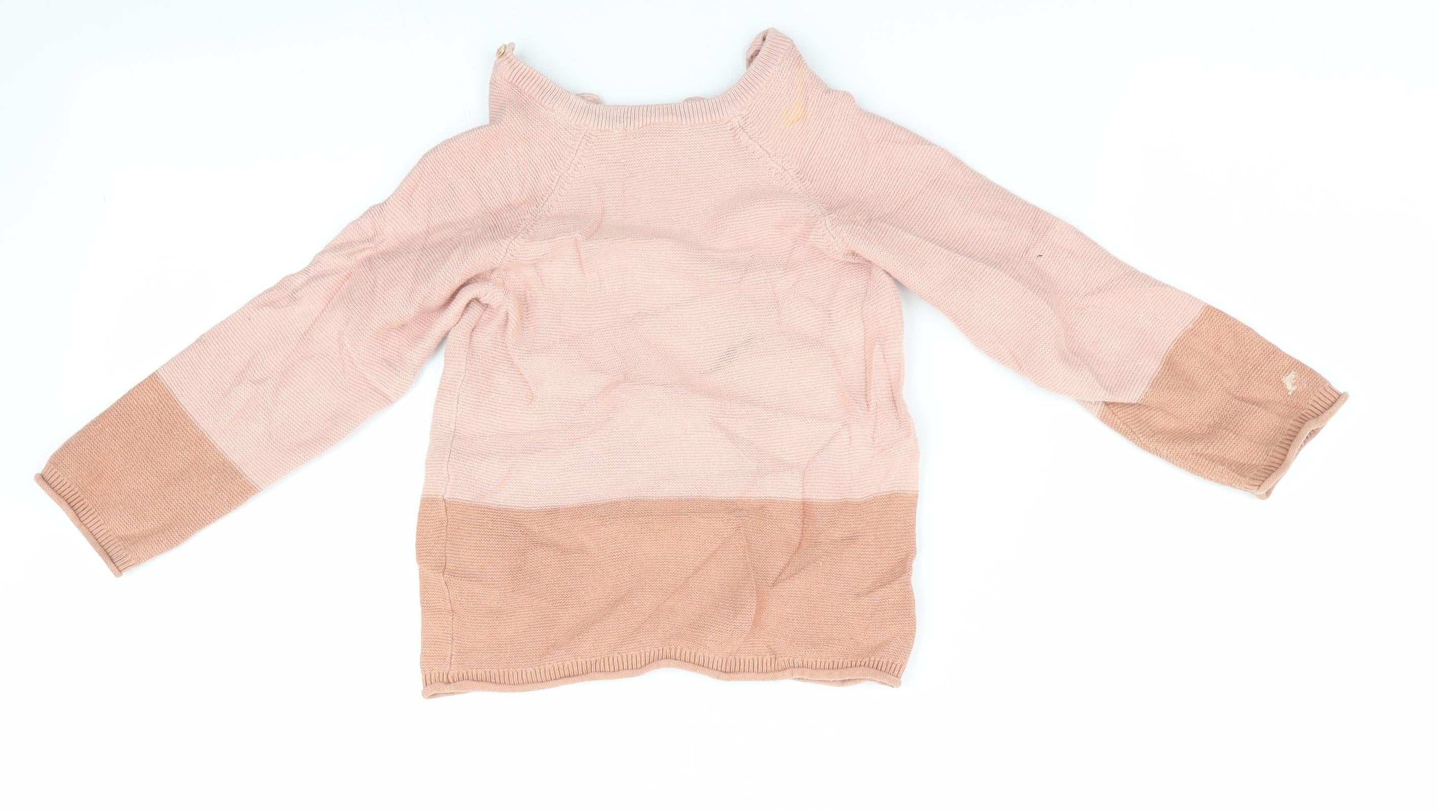 H&M Girls Pullover Jumper Size 3-6 Months Orange Peach in Colour Long Sleeve - label detail