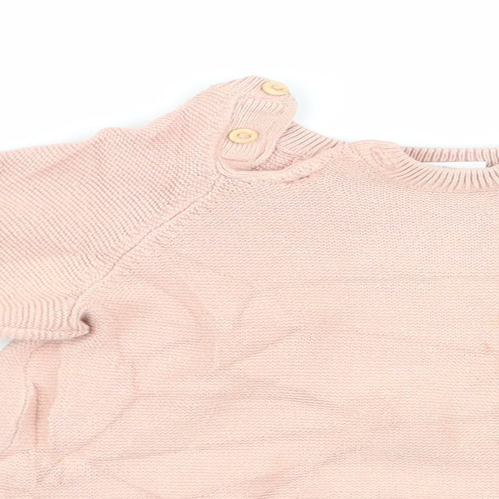 H&M Girls Pullover Jumper Size 3-6 Months Orange Peach in Colour Long Sleeve - close detail