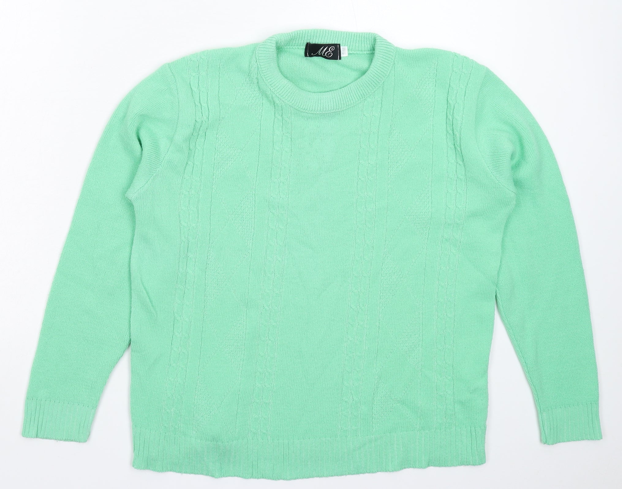 ME Womens Pullover Jumper Size M Green Crew Neck Long Sleeve - reverse view