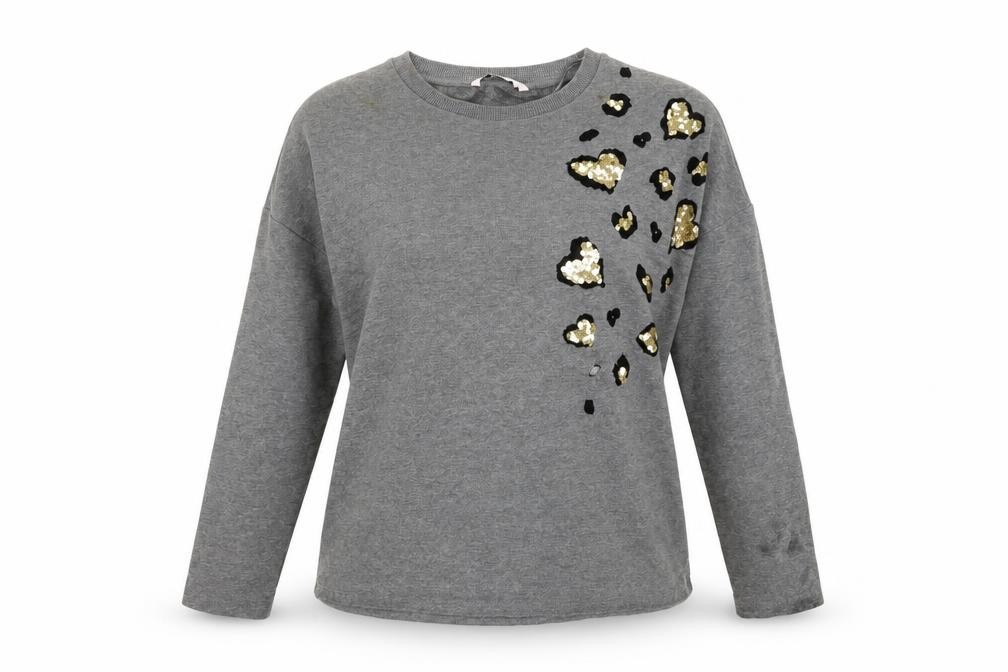 Womens TU Size 10 Pullover Jumper Grey Round Neck Animal Print Long Sleeve - front view