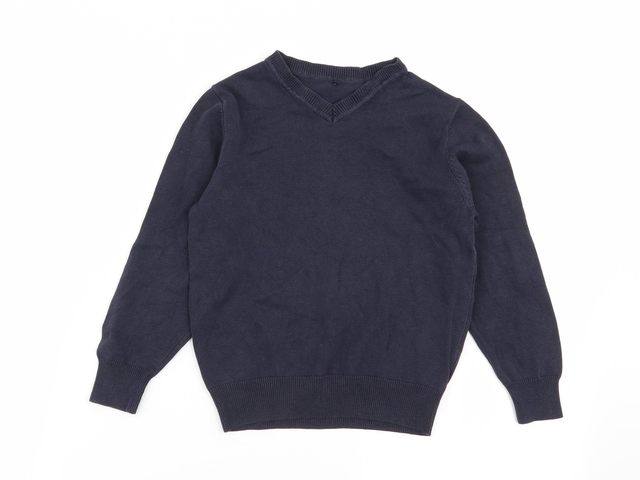 George Boys Pullover Jumper Size 4-5 Years Blue V-Neck Long Sleeve - reverse view