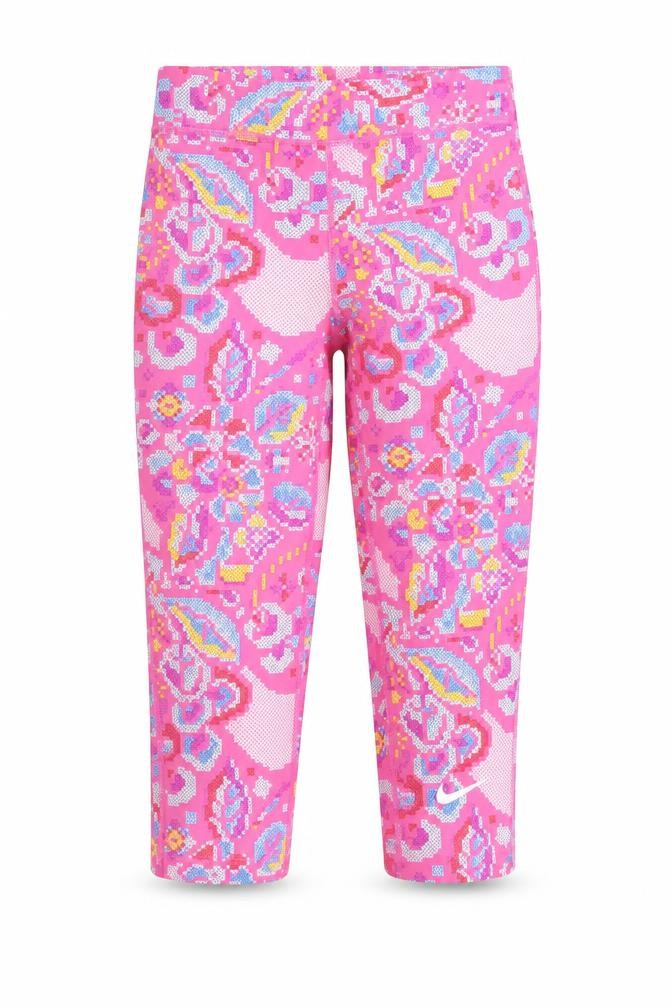 Preworn Girls Capri Trousers Size 12 Years Pink Geometric - front view