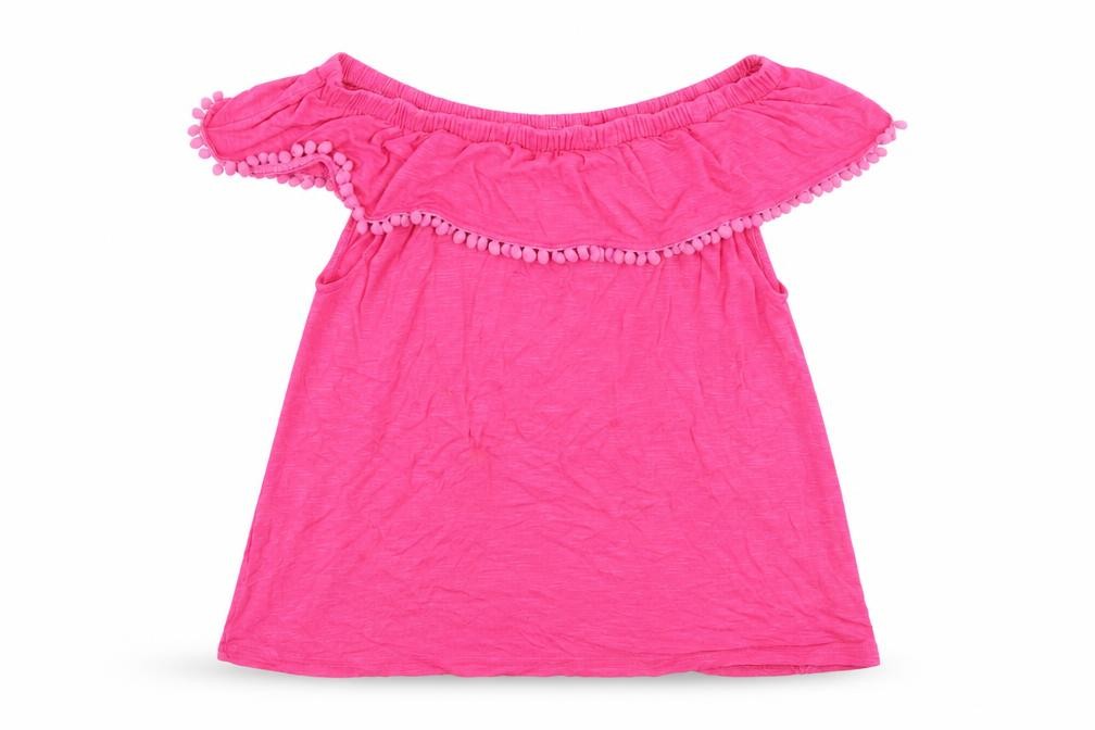 F&F Girls Basic T-Shirt Size 7-8 Years Pink Off the Shoulder Sleeveless Stretch - front view