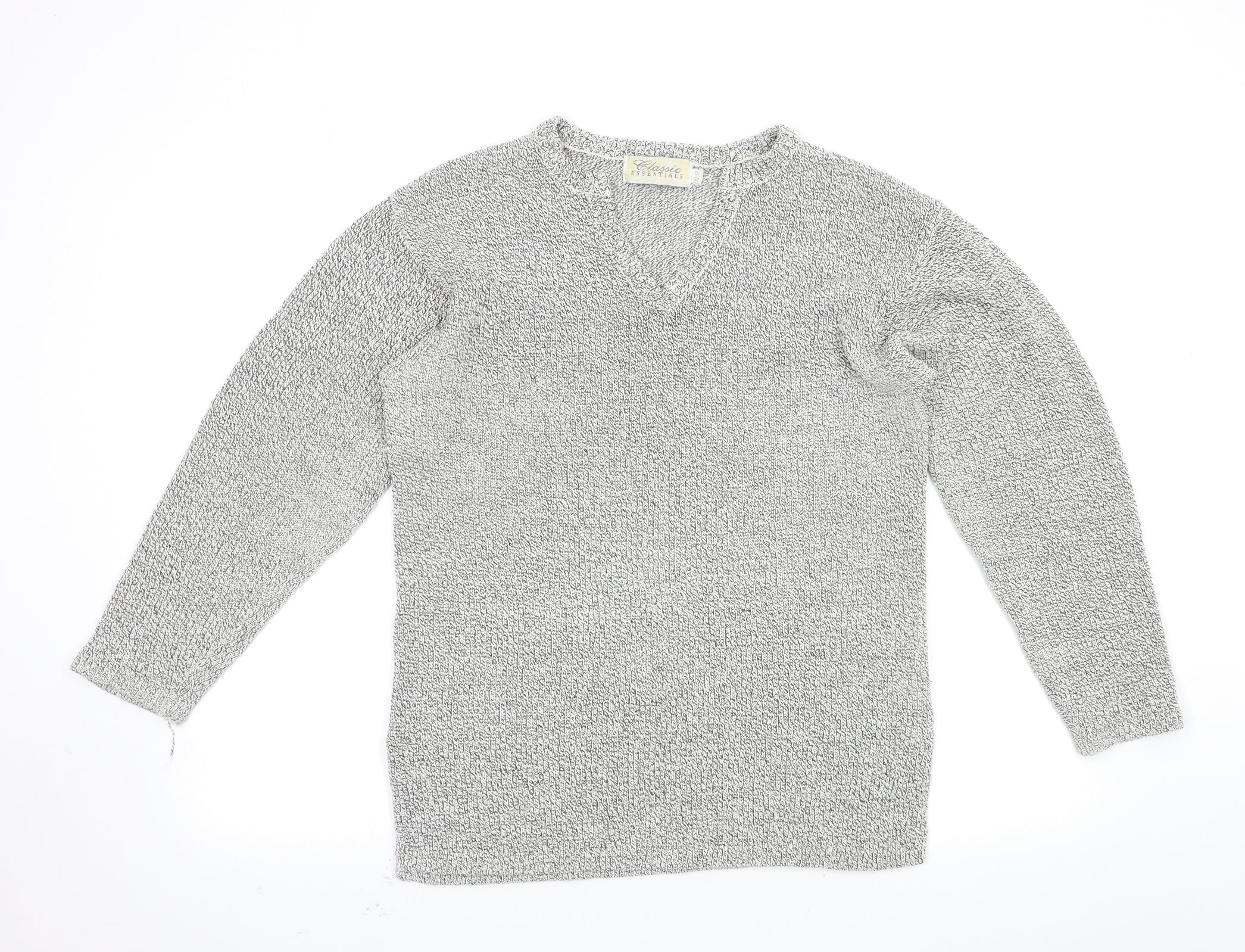 Classic Essentials Womens Pullover Jumper Size 12 Grey Crew Neck Long Sleeve - reverse view