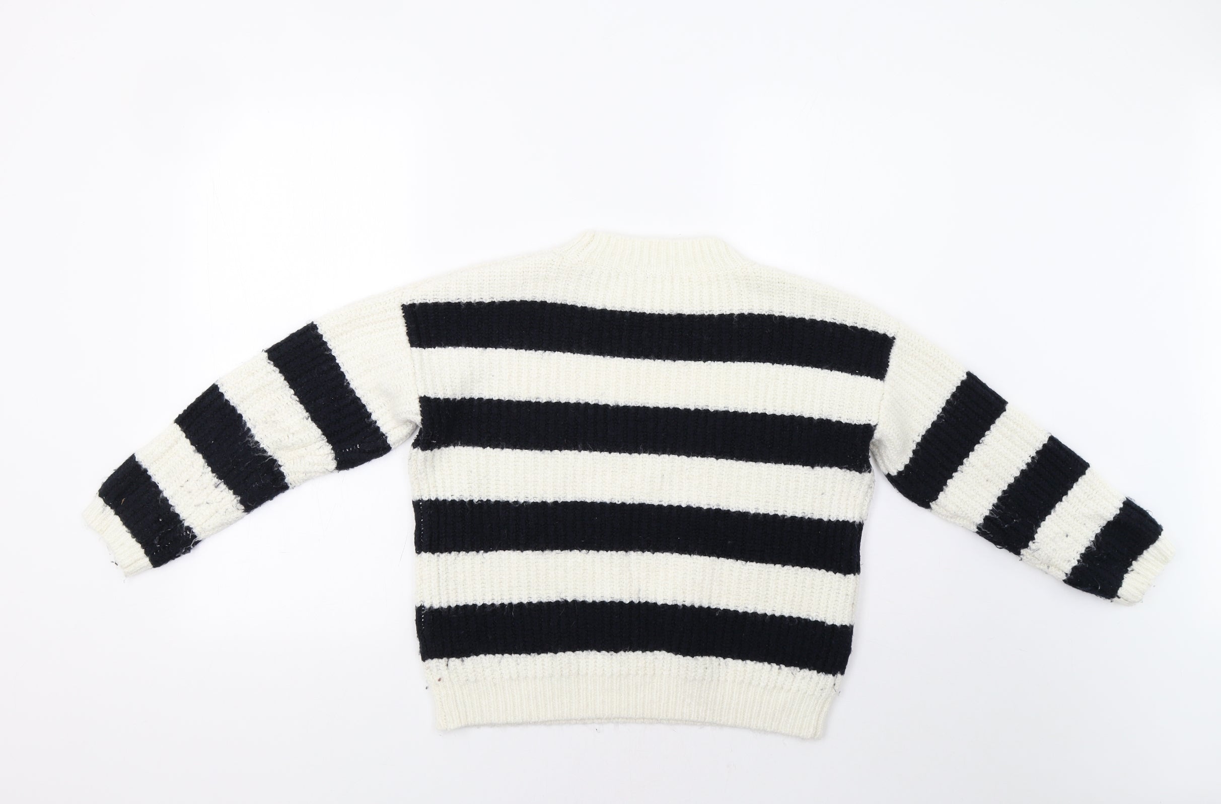 Womens TU Size 12 Pullover Jumper White Crew Neck Striped Long Sleeve - label detail