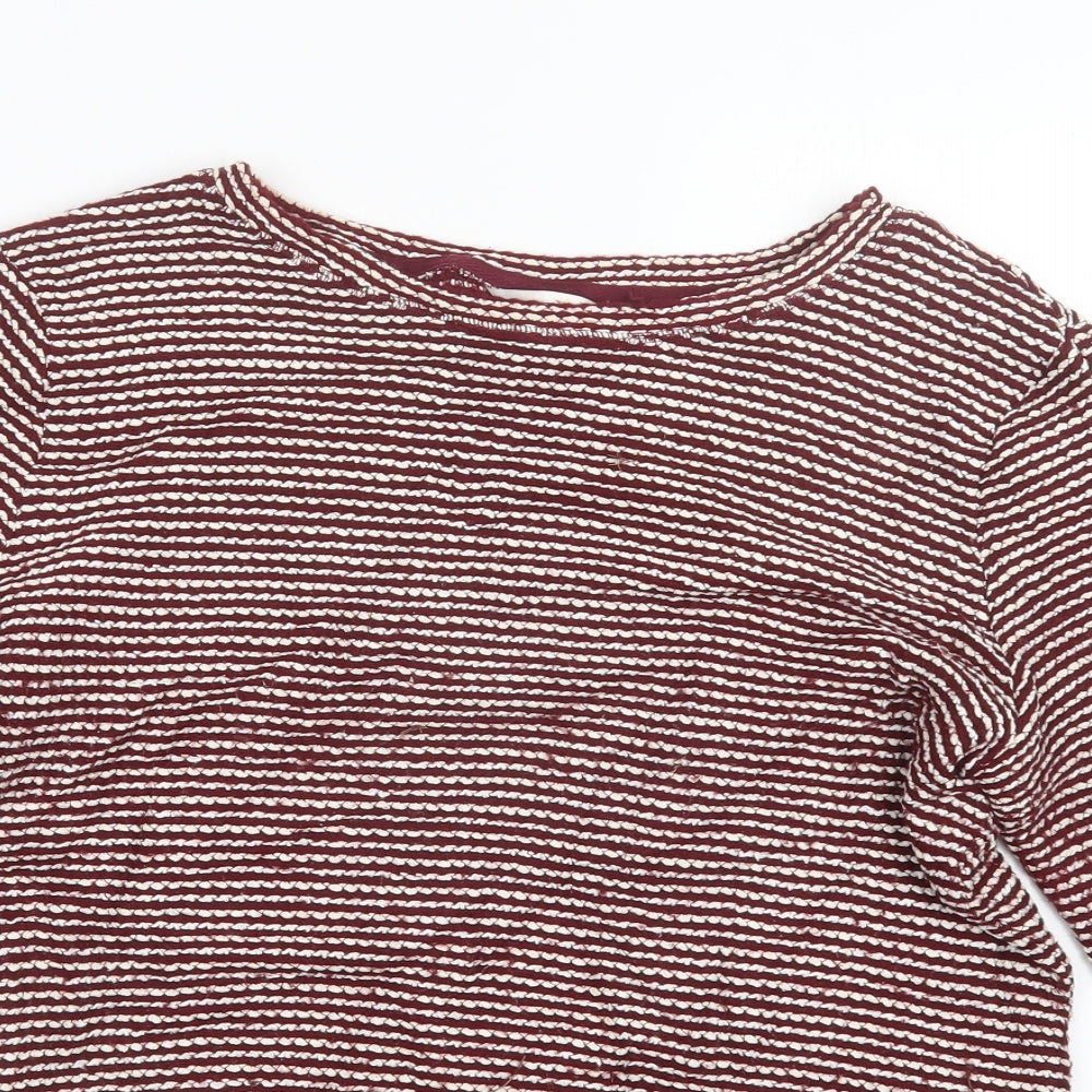 H&M Womens Pullover Jumper Size M Red Crew Neck 3/4 Sleeve - close detail