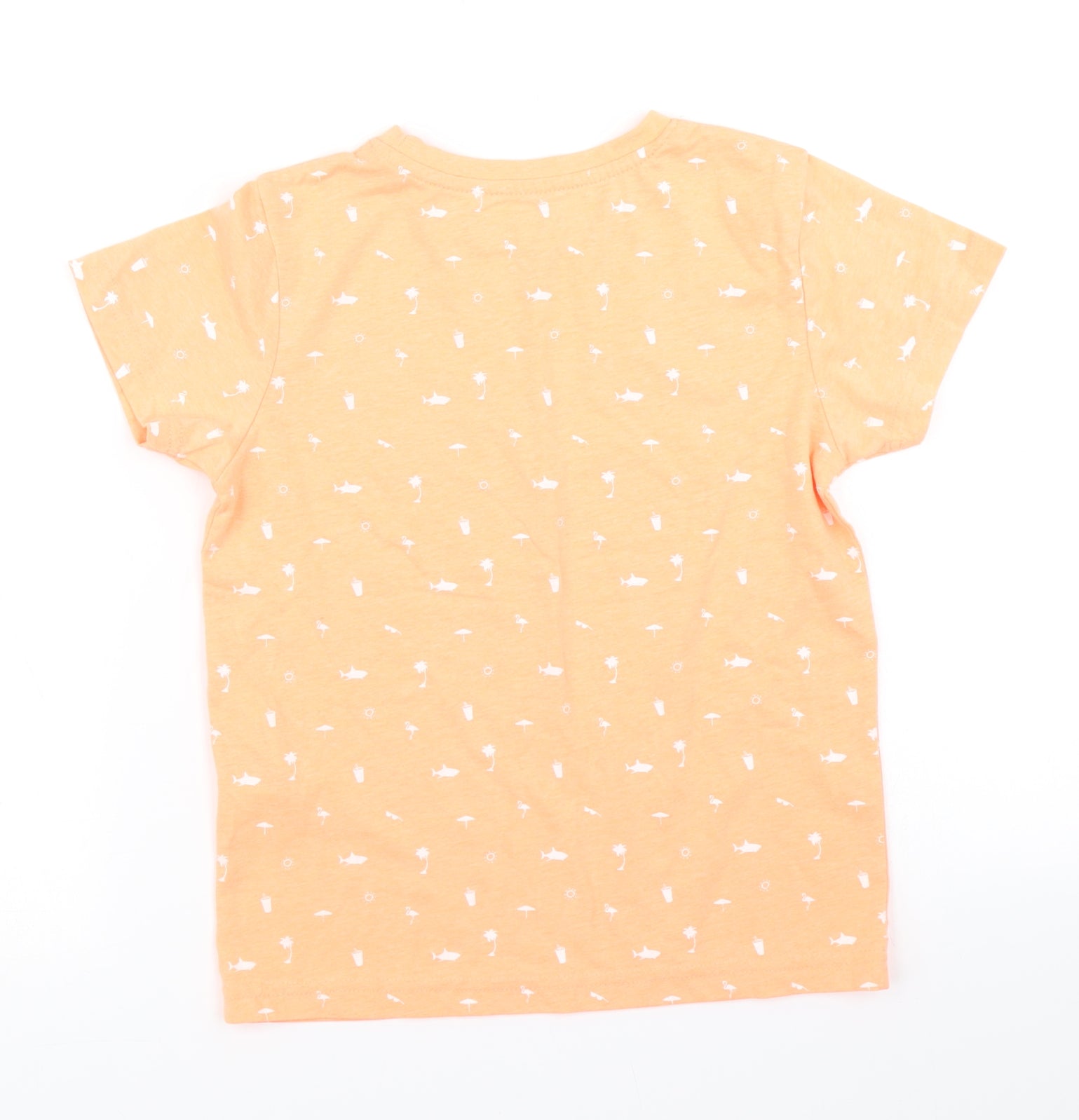 Primark Boys Basic T-Shirt Size 7-8 Years Orange Crew Neck Short Sleeve - label detail