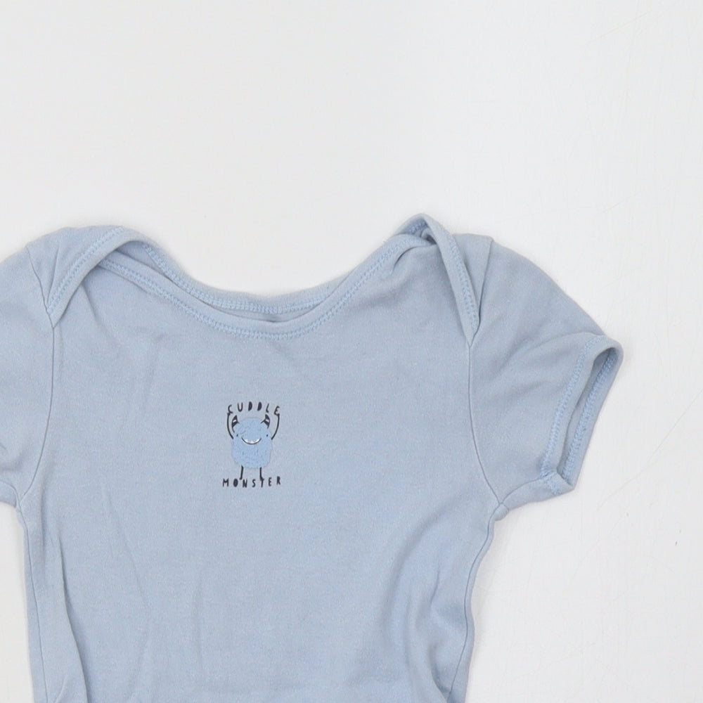 Primark Baby Romper One-Piece Size 18-24 Months Blue Short Sleeve - close detail