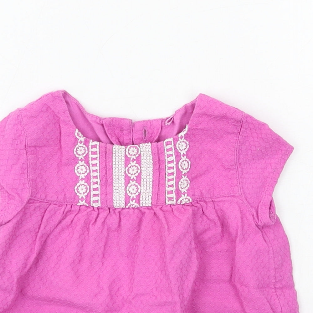 Nutmeg Girls A-Line Dress Size 3-6 Months Purple Short Round Neck Short Sleeve - close detail