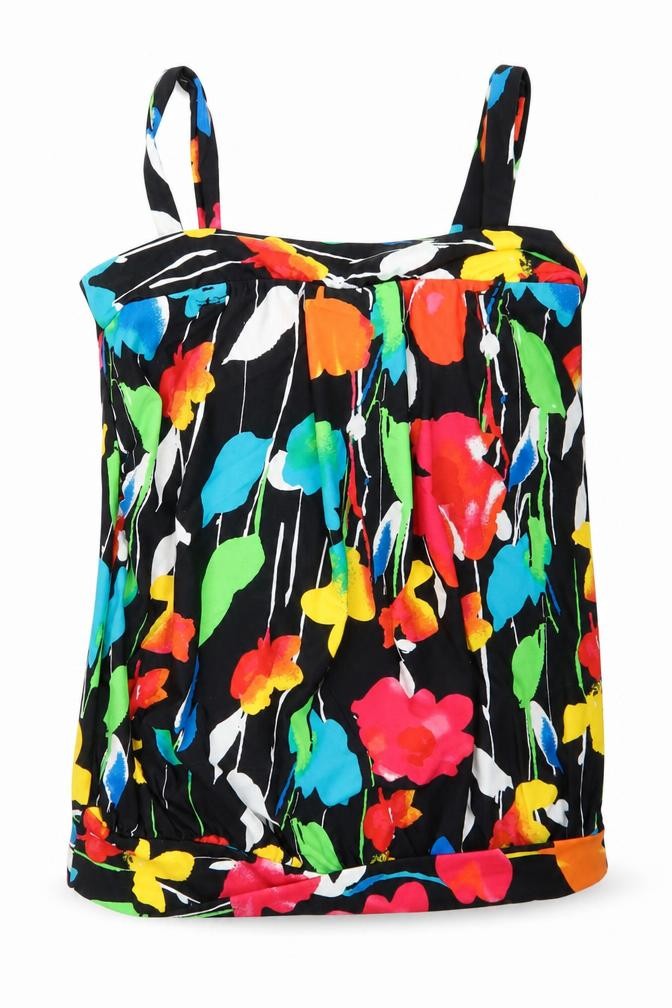 M&Co Womens Basic Tank Size 8 Black Scoop Neck Sleeveless - front view