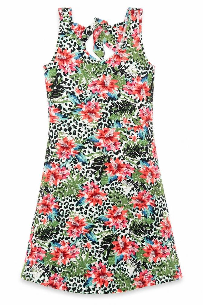 George Womens T-Shirt Dress Size XS Green Animal Print Short Scoop Neck - front view