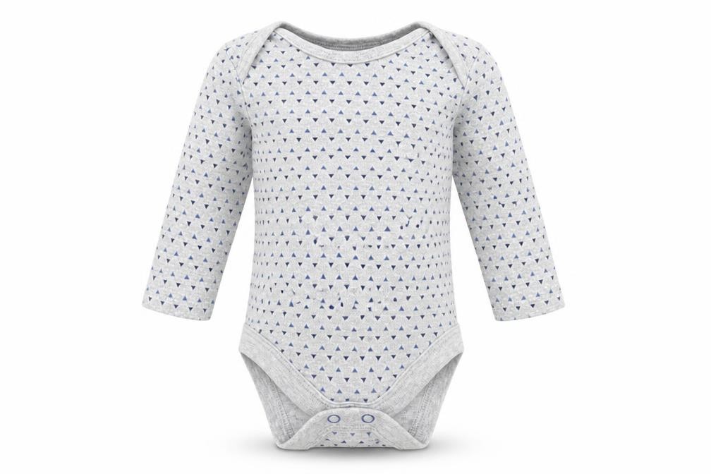BHS Baby Romper One-Piece Size 0-3 Months Grey Long Sleeve - front view