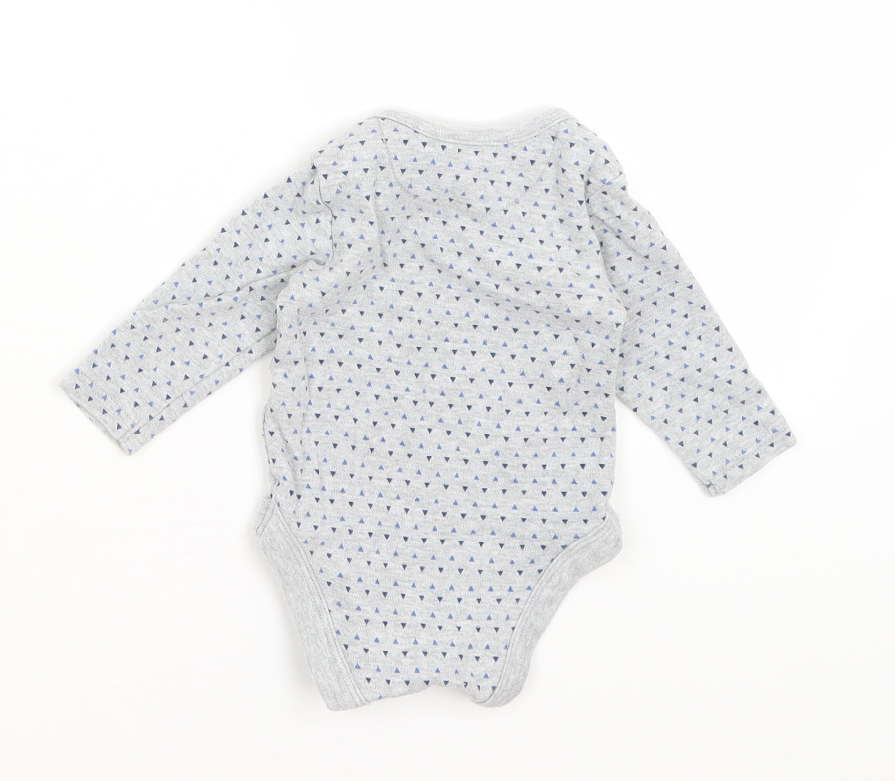 BHS Baby Romper One-Piece Size 0-3 Months Grey Long Sleeve - label detail