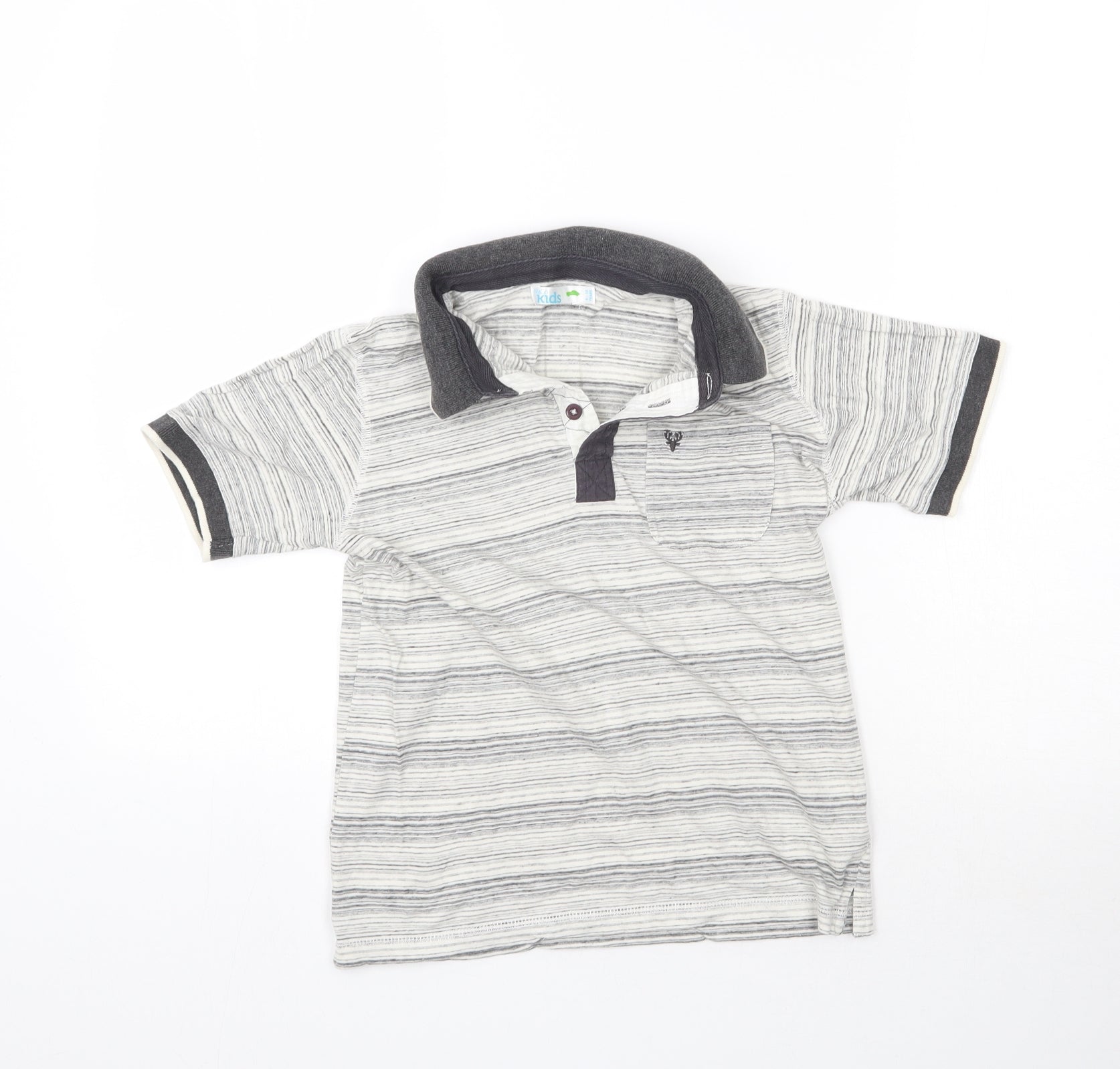 M&Co Boys Basic Polo Size 9-10 Years Grey Collared Short Sleeve - reverse view