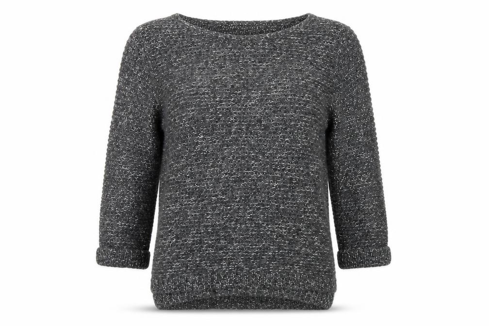 NEXT Womens Pullover Jumper Size 10 Grey Round Neck 3/4 Sleeve - front view