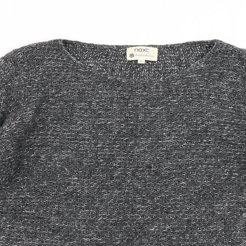 NEXT Womens Pullover Jumper Size 10 Grey Round Neck 3/4 Sleeve - close detail