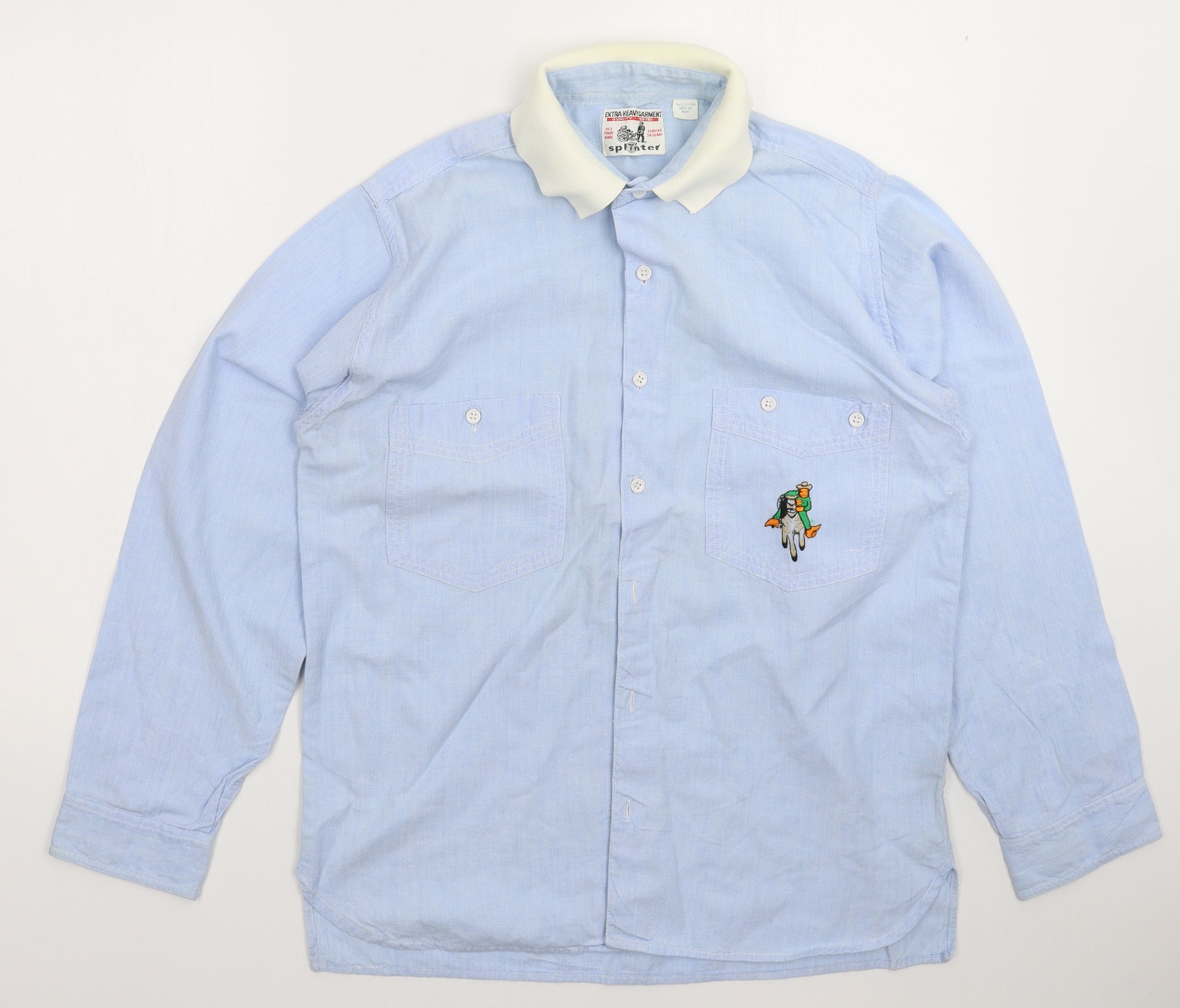 Splinter Mens Button-Up Size S Blue Collared Long Sleeve - reverse view