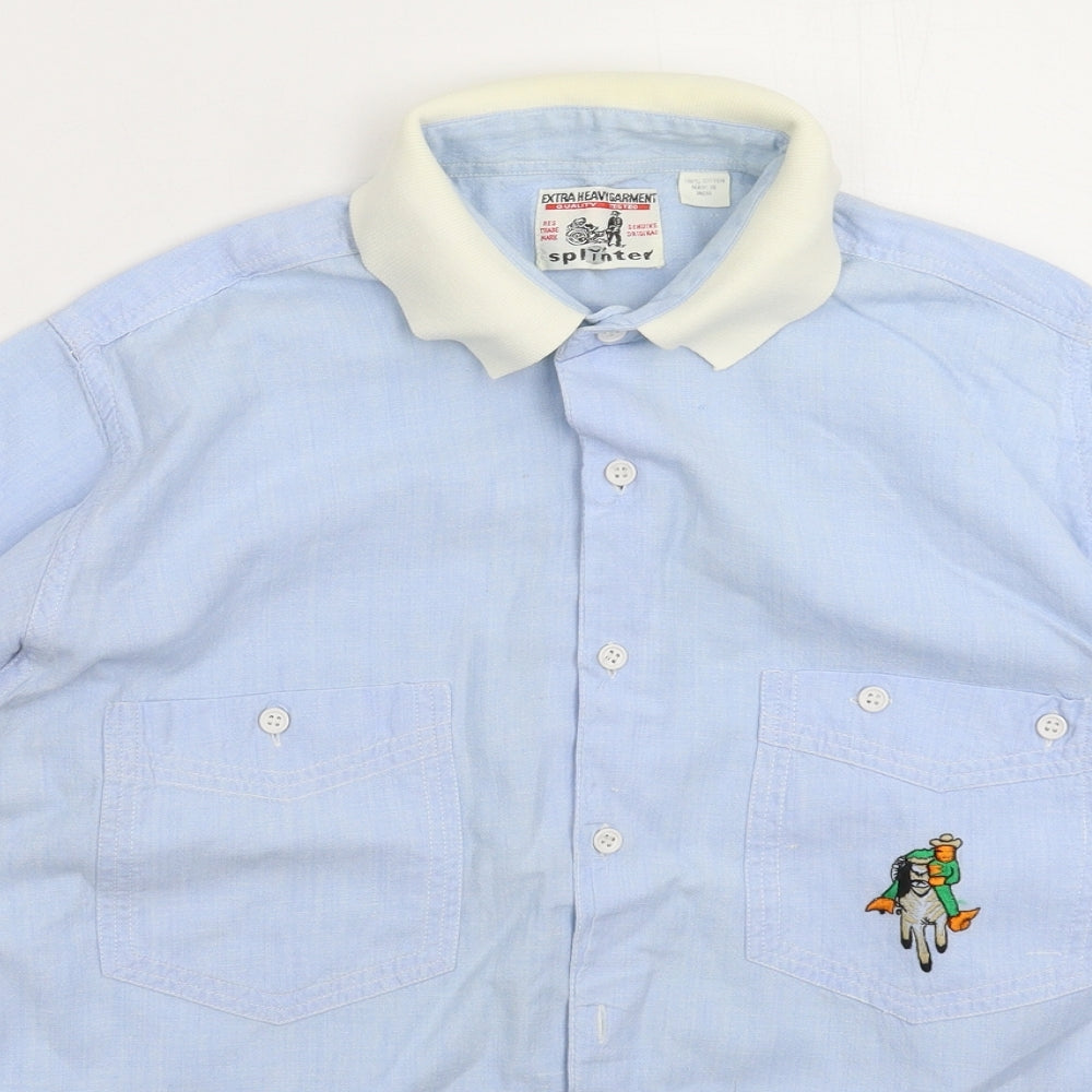 Splinter Mens Button-Up Size S Blue Collared Long Sleeve - close detail