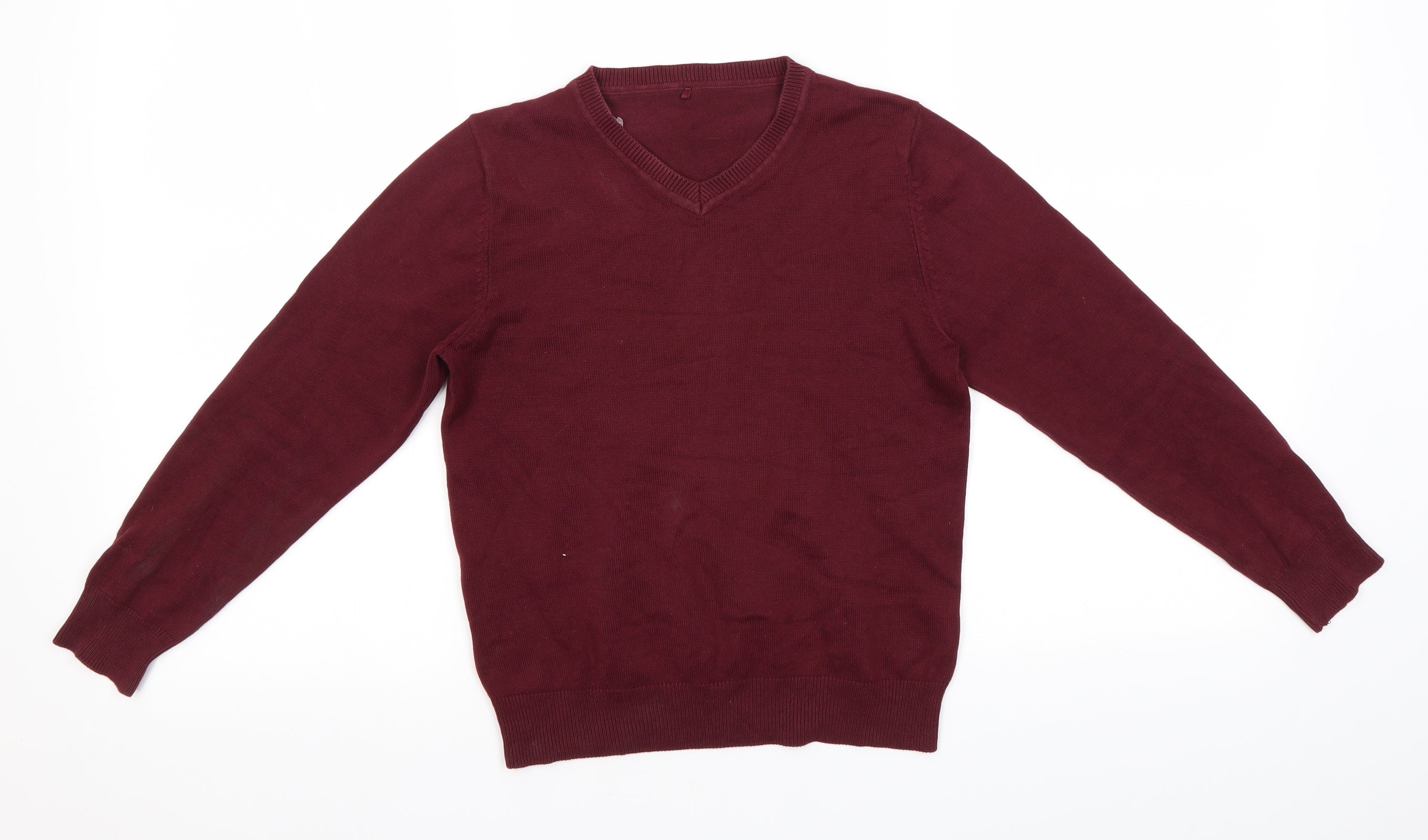 George Boys Pullover Jumper Size 7-8 Years Pink V-Neck Long Sleeve - reverse view