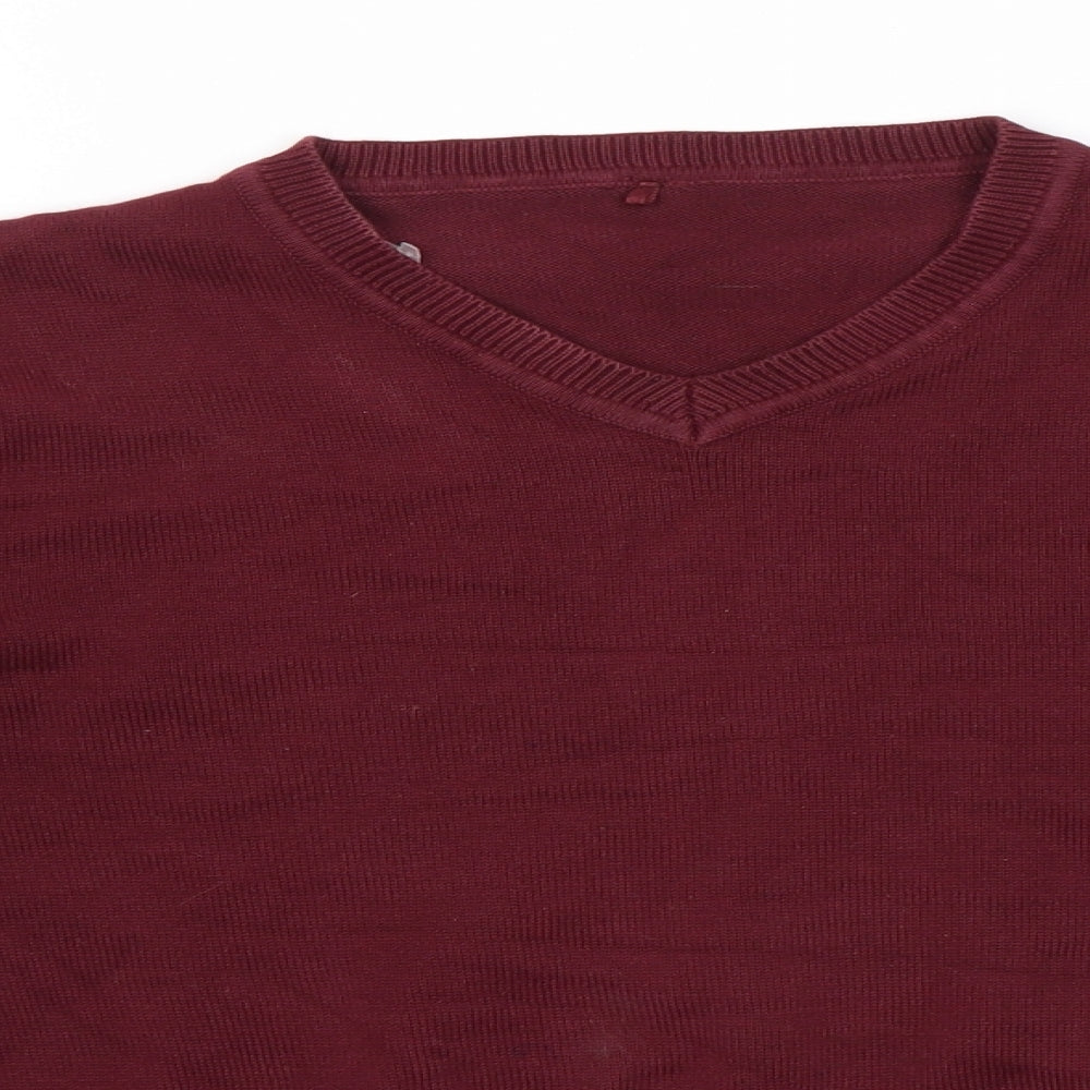 George Boys Pullover Jumper Size 7-8 Years Pink V-Neck Long Sleeve - close detail