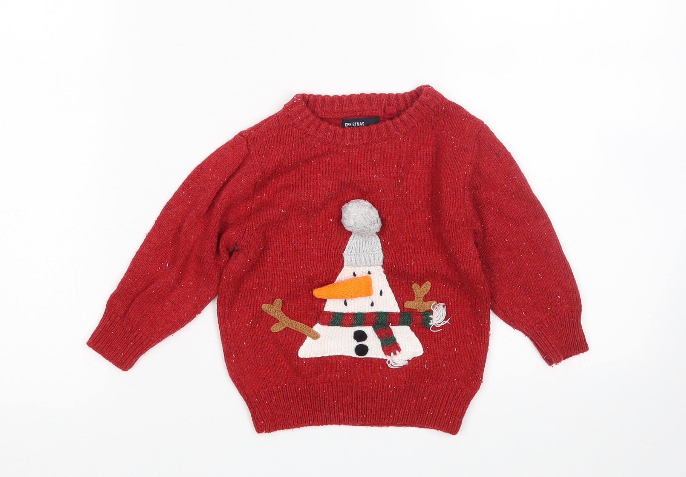 NEXT Boys Pullover Jumper Size 9-12 Months Red Long Sleeve - reverse view