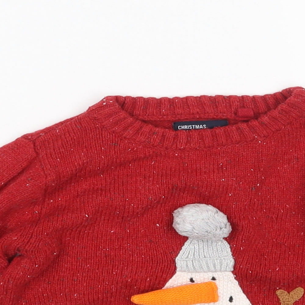 NEXT Boys Pullover Jumper Size 9-12 Months Red Long Sleeve - close detail