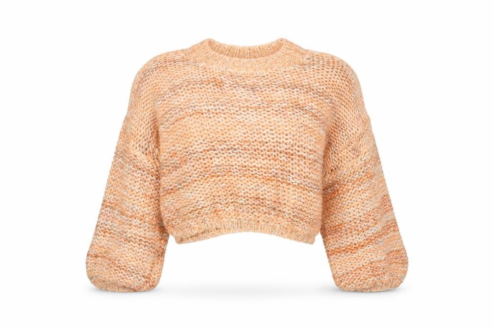 Stradivarius Womens Pullover Jumper Size S Orange Round Neck Long Sleeve - front view