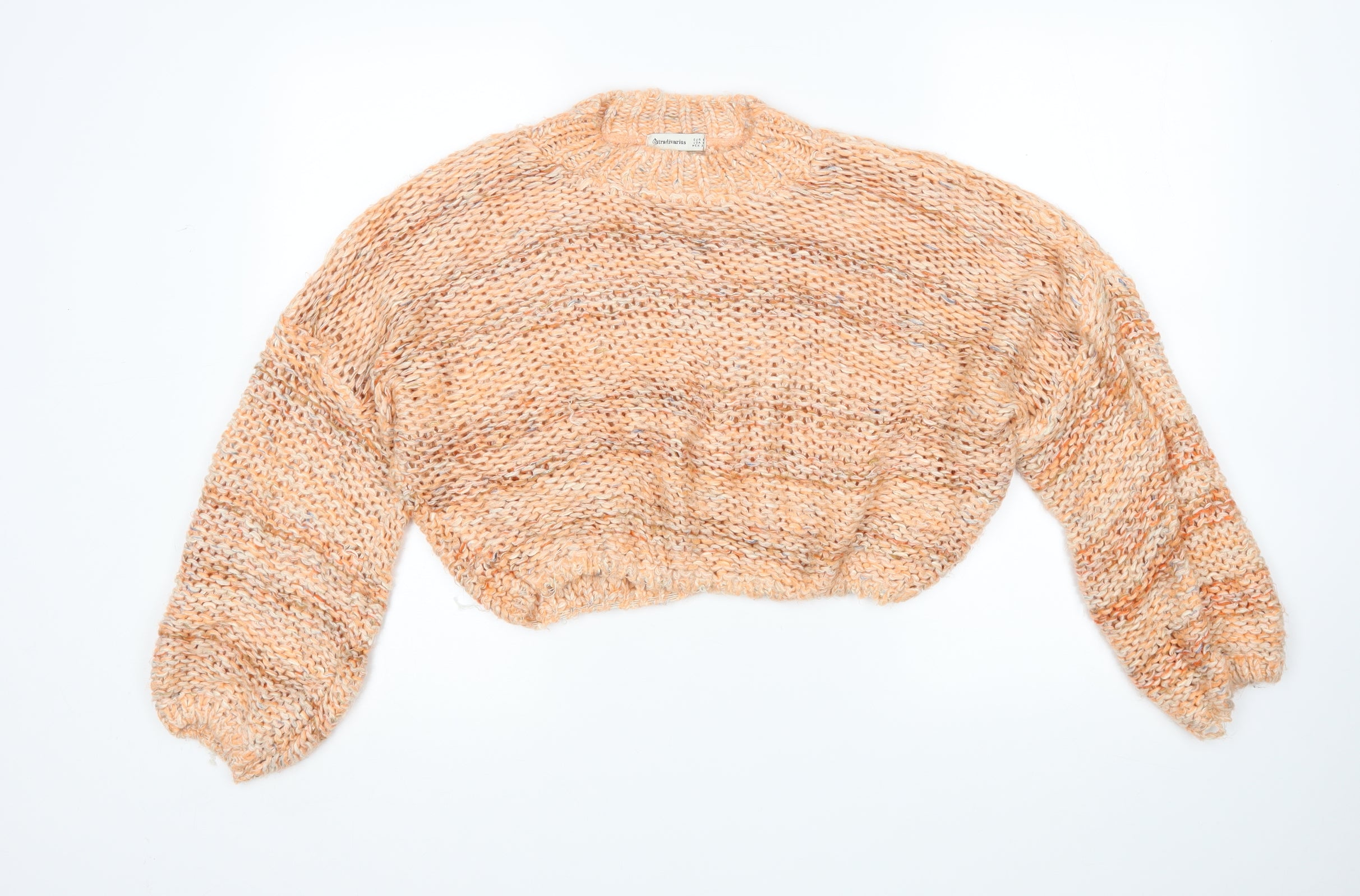 Stradivarius Womens Pullover Jumper Size S Orange Round Neck Long Sleeve - reverse view