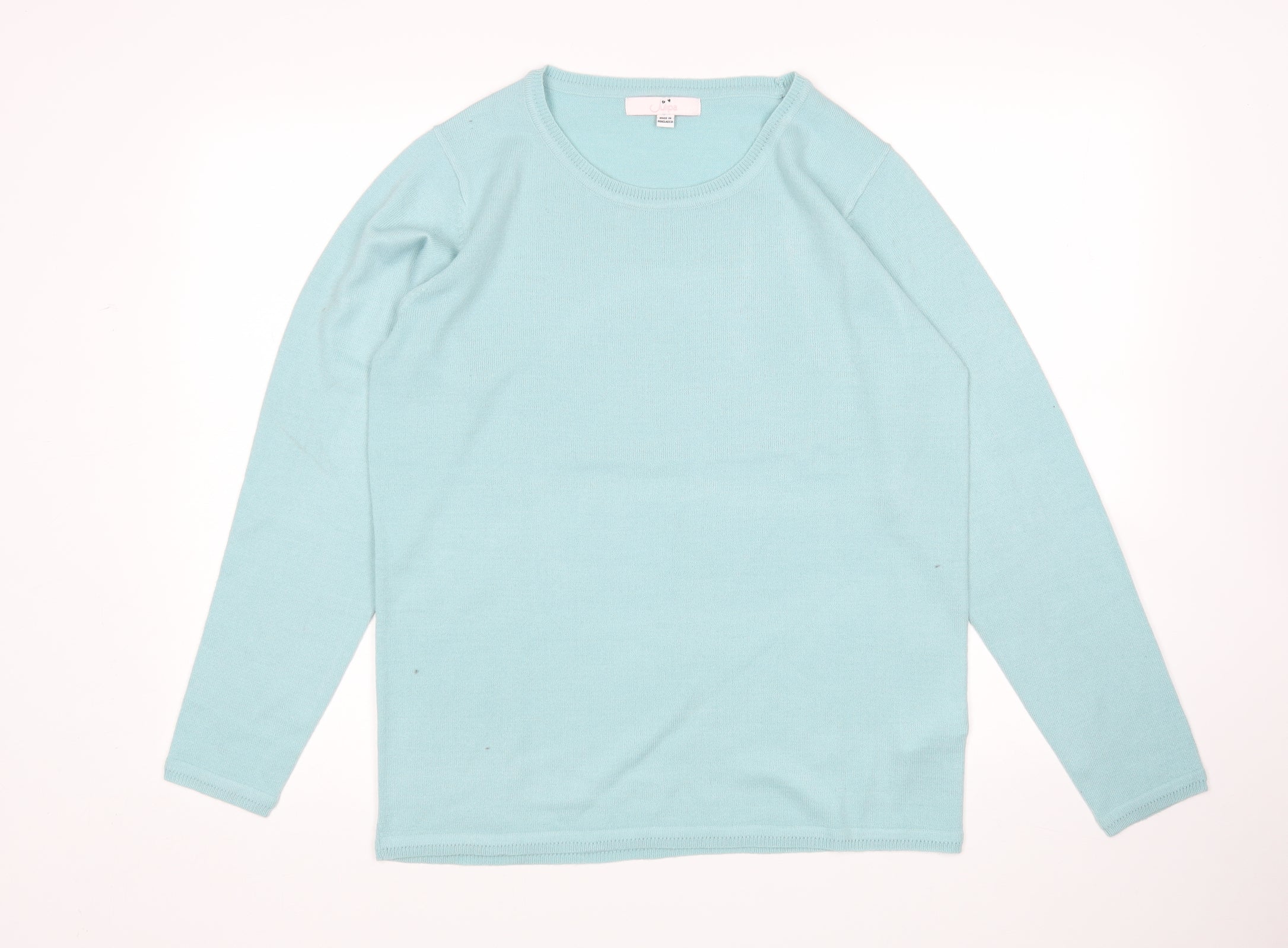 Julipa Womens Pullover Jumper Size 12 Green Round Neck Long Sleeve - reverse view