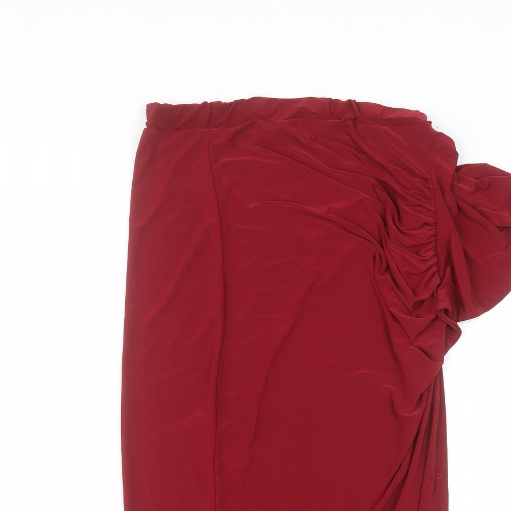 Boohoo Womens A-Line Skirt Size 10 Red W24 - close detail