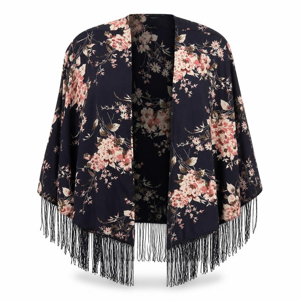 New Look Womens Cardigan Jumper Size 8 Black Round Neck Floral Sleeveless - front view