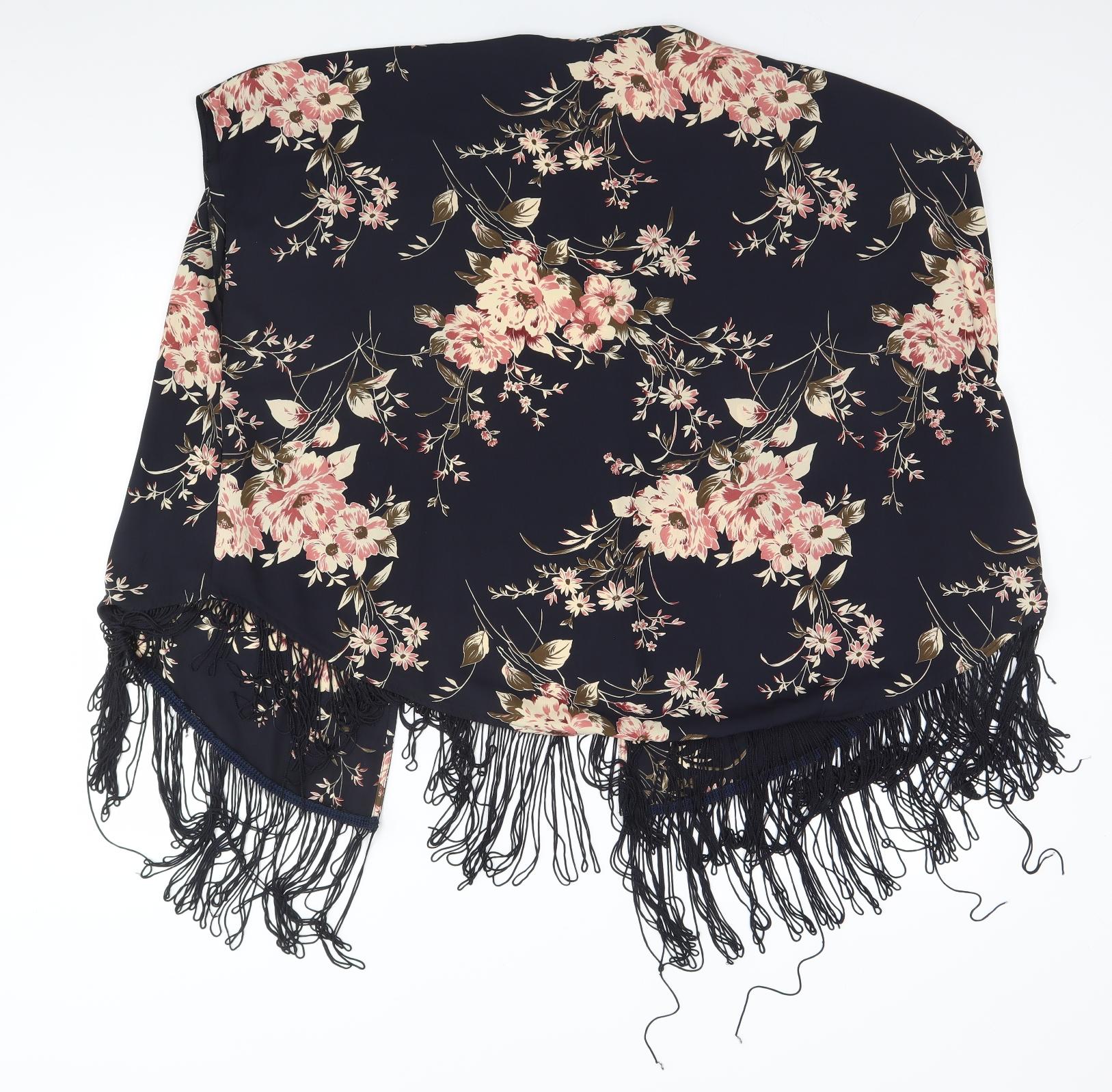 New Look Womens Cardigan Jumper Size 8 Black Round Neck Floral Sleeveless - label detail