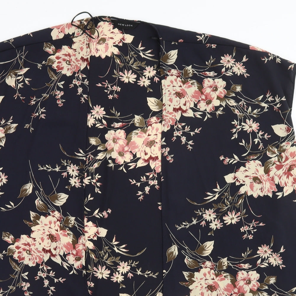 New Look Womens Cardigan Jumper Size 8 Black Round Neck Floral Sleeveless - close detail