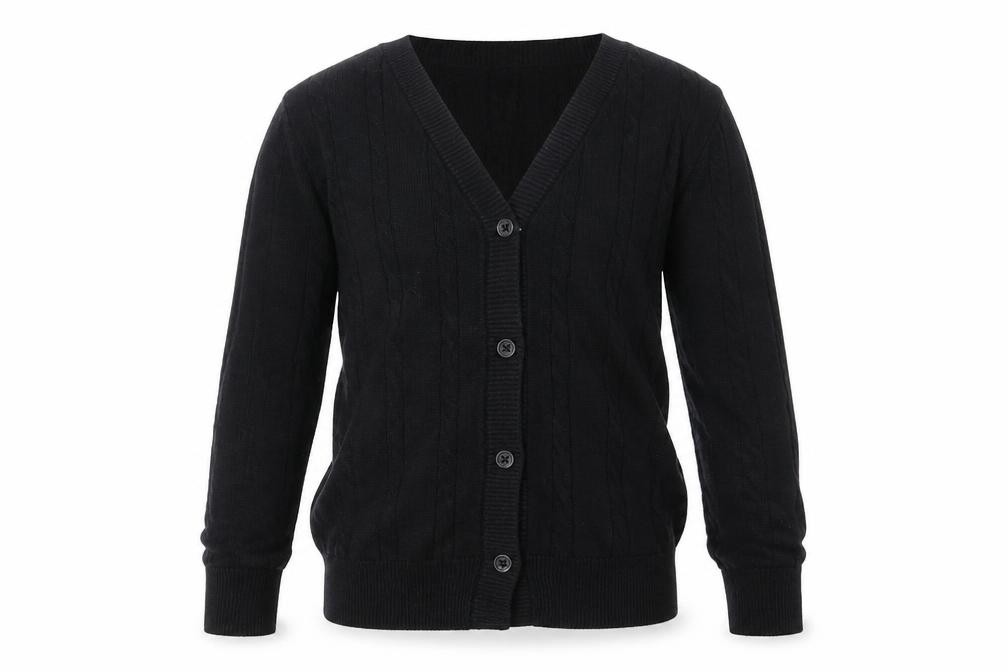 Debenhams Girls Cardigan Jumper Size 5-6 Years Black V-Neck Long Sleeve - front view