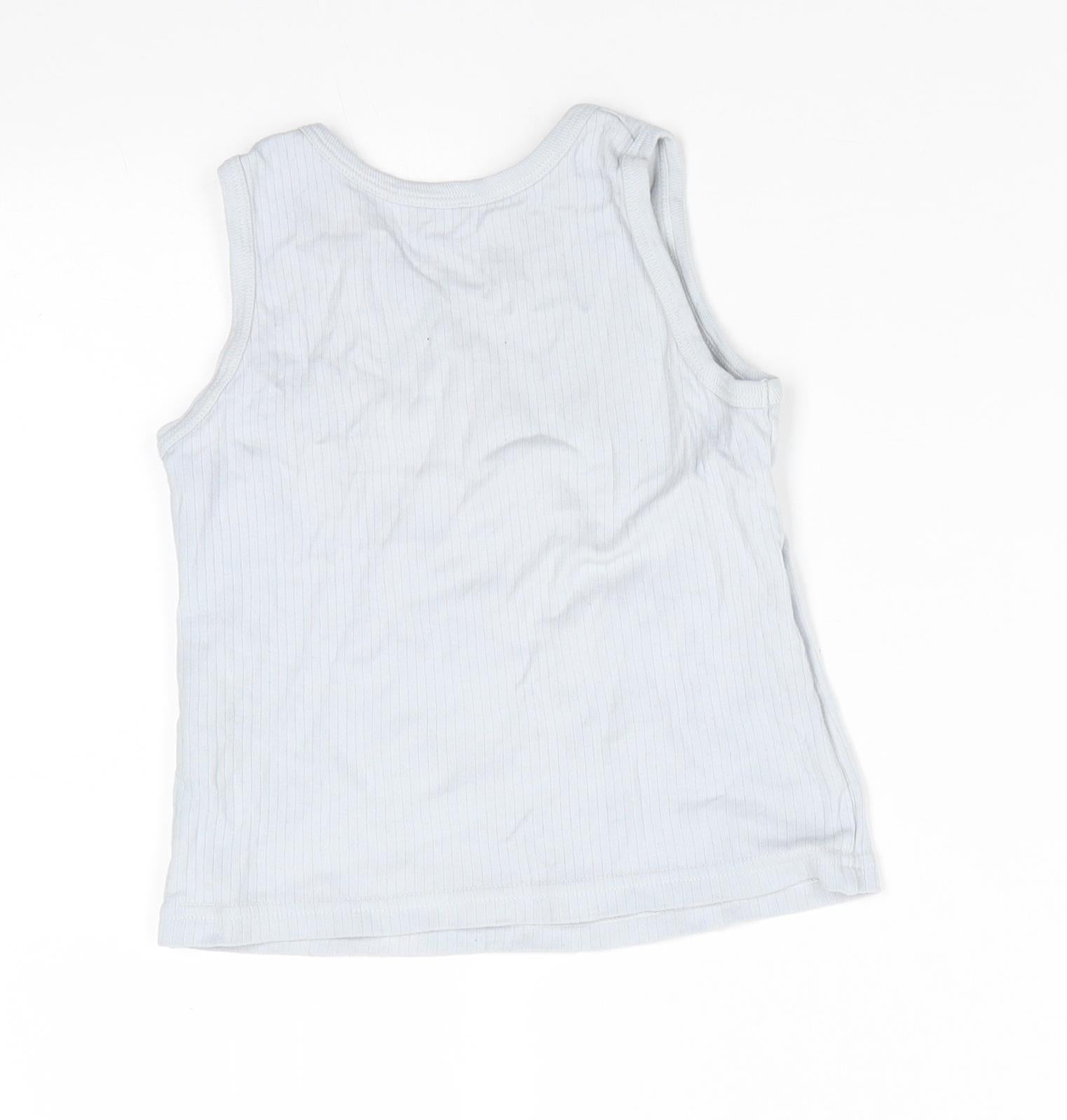 George Boys Basic Tank Size 5-6 Years Grey Round Neck Pale Grey/Blue Sleeveless - label detail