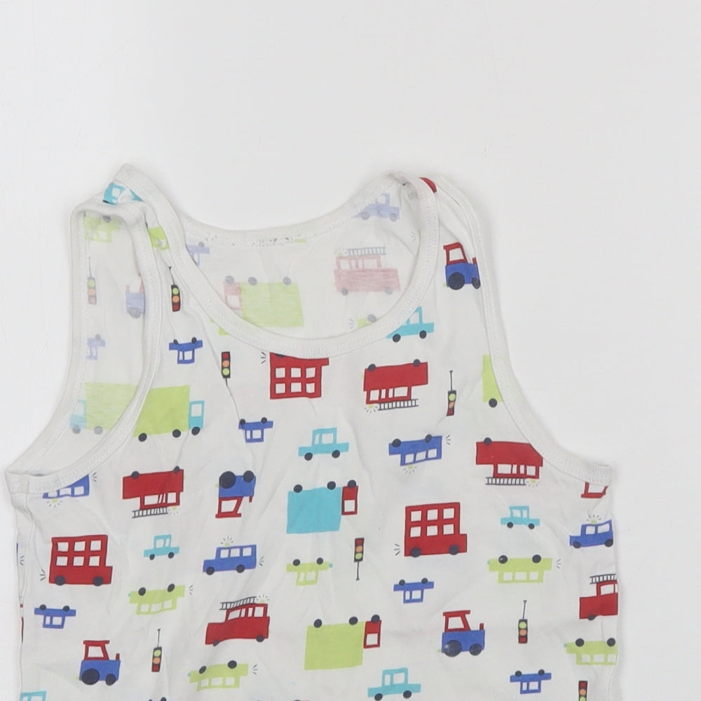 George Boys Basic Tank Size 7-8 Years White Round Neck Sleeveless - close detail