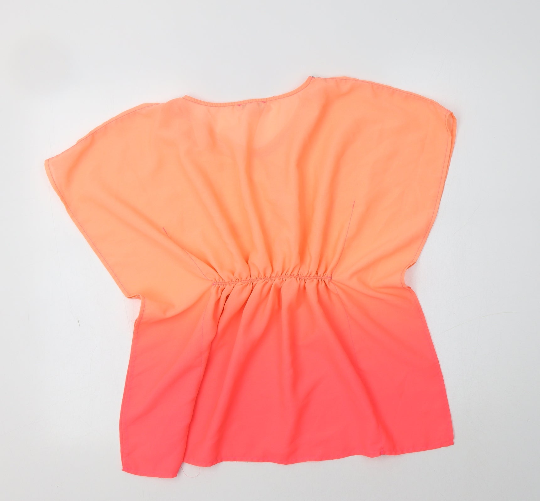Primark Girls Tunic Blouse Size 8-9 Years Orange V-Neck Embellished Collar - label detail