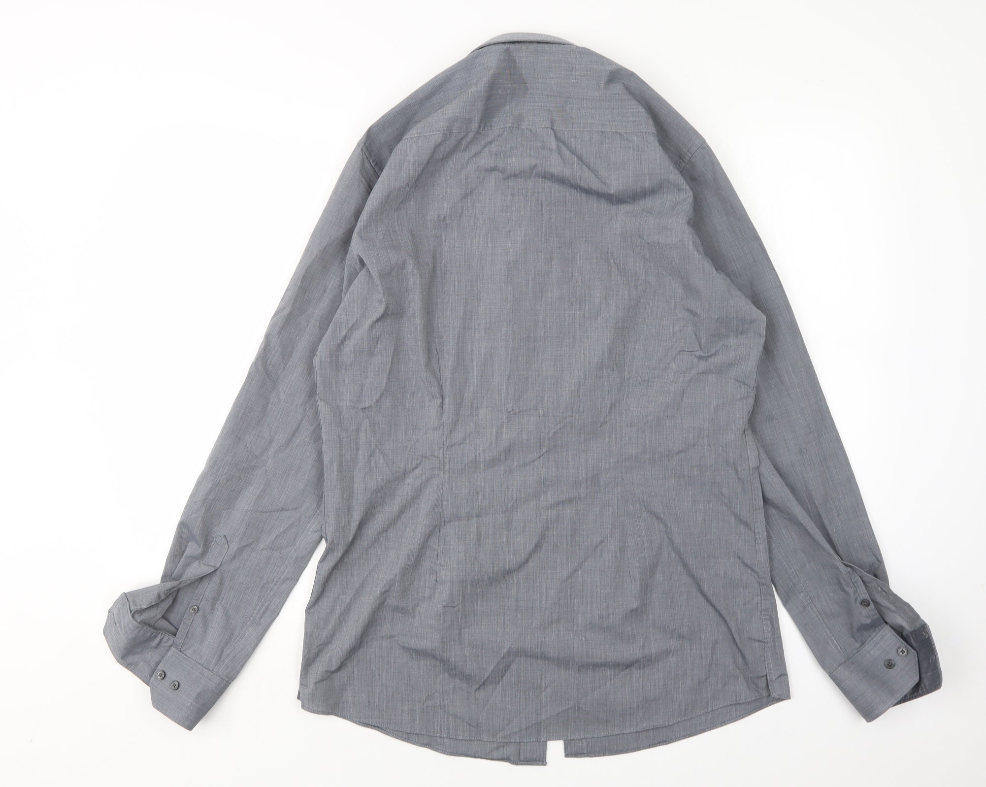 NEXT Mens Dress Shirt Size 15.5 Grey Collared Long Sleeve - label detail