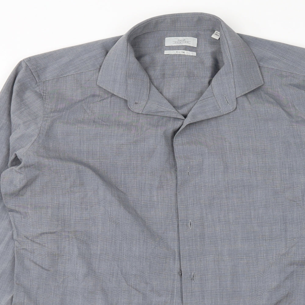 NEXT Mens Dress Shirt Size 15.5 Grey Collared Long Sleeve - close detail