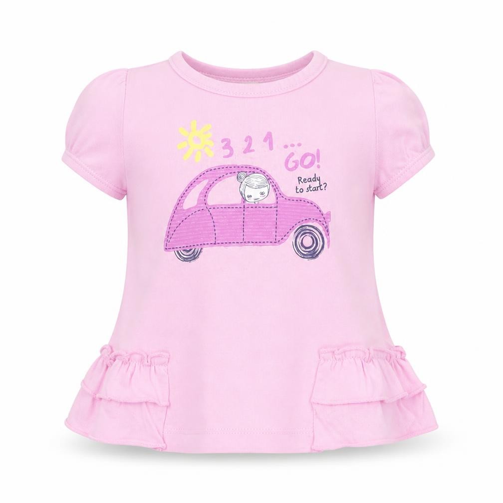 Benetton Baby Basic T-Shirt Size 6-9 Months Pink Round Neck Short Sleeve - front view