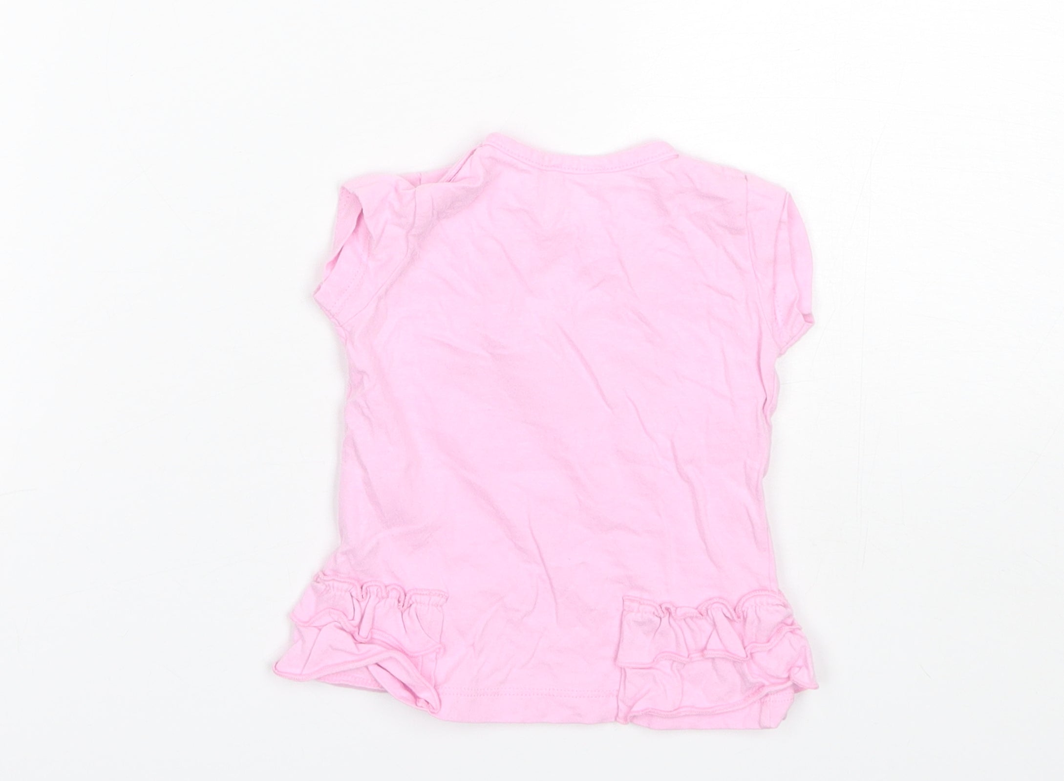 Benetton Baby Basic T-Shirt Size 6-9 Months Pink Round Neck Short Sleeve - label detail